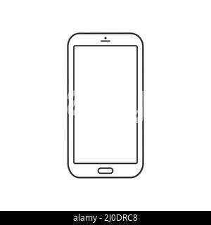 Icône de ligne de téléphone mobile. Symbole de contour de smartphone simple. Illustration de Vecteur