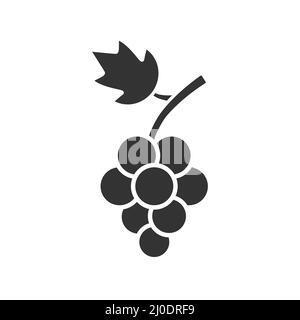 Icône raisin. Panneau de fruits silhouette noir. Symbole de vin. Illustration de Vecteur