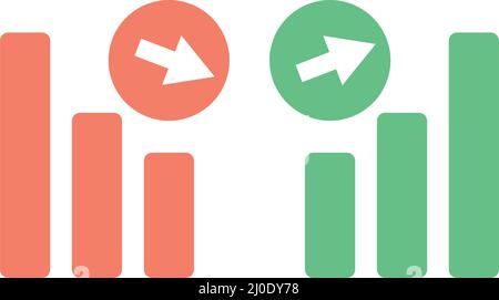 Ensemble d'icônes permettant de diminuer et d'augmenter les graphiques à barres. Graphique d'analyse. Vecteur modifiable. Illustration de Vecteur