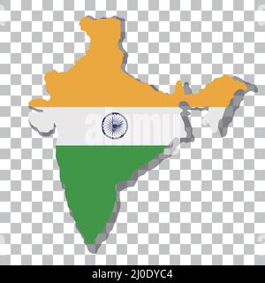 Le drapeau indien en forme de continent indien. Vecteur modifiable. Illustration de Vecteur