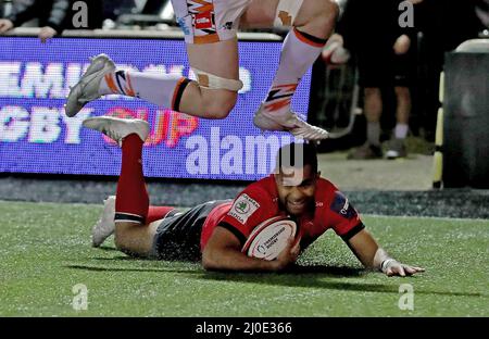 George Wacokecoke de Newcastle Falcons a participé au championnat de rugby à XV Du groupe Premiership A au stade de Kingston Park, Newcastle upon Tyne. Date de la photo : vendredi 18 mars 2022. Banque D'Images