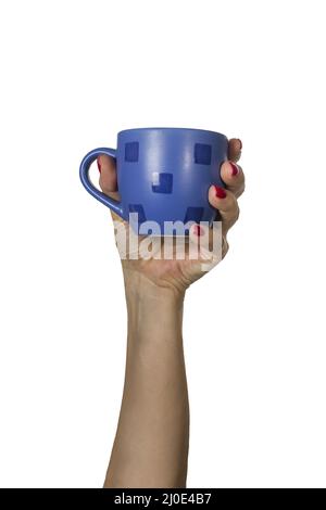 Café, tasse, mugs, femme, manucure, coupure, isolée Banque D'Images