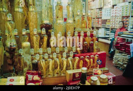 Une boutique spécialisée dans les produits du ginseng dans le quartier commerçant de Dongdaemun à Séoul Banque D'Images