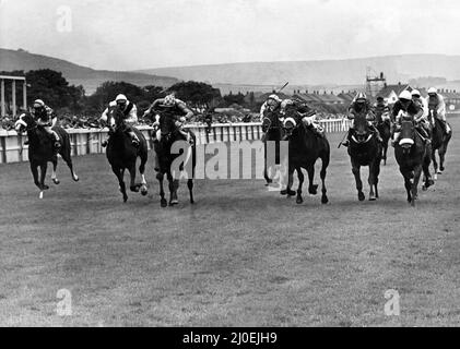 Redcar Racecourse est un lieu de courses de chevaux pur-sang situé à Redcar, dans le North Yorkshire. Vers 1979. Banque D'Images