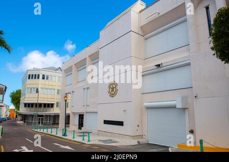 Central Bank of Bahamas sur Market Street dans le centre-ville historique de Nassau, New Providence Island, Bahamas. Banque D'Images