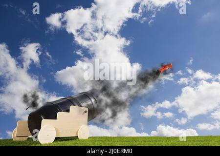 Une balle de canon humaine qui s'entête Banque D'Images