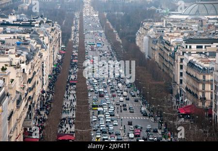 Horizon de Paris, France depuis le sommet de l'Arc de Triomphe à Paris, France Banque D'Images