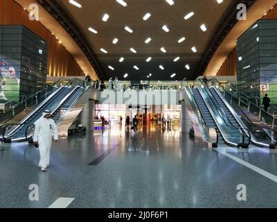 Intérieur de l'aéroport international de Hamad, à Doha Qatar, Moyen-Orient Banque D'Images