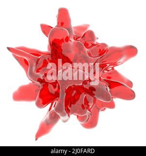 Verre figuré rouge incurvé sur fond blanc. Rendu 3D Banque D'Images