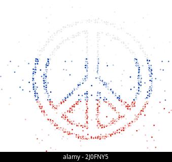 Résumé géométrique cercle point motif particule symbole de la paix forme avec drapeau national de Russie, technologie VR paix prier et Stop guerre design couleur or Illustration de Vecteur