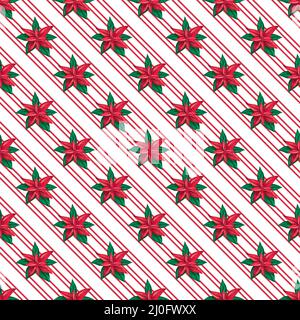 .motif sans couture poinsettia. Motif aquarelle de Noël. Motif houx Banque D'Images