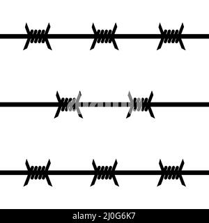 Panneau de clôture barbelé avec pointes acérées, fil barbelé pour protéger le territoire Illustration de Vecteur