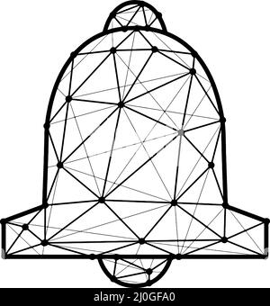 Icône polygonale de cloche isolée sur fond blanc. Illustration du vecteur poly d'alarme basse. Illustration de Vecteur