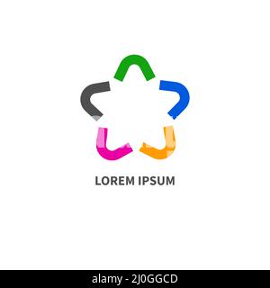 Logo étoile à cinq rayons. Icône entreprise. Symbole réseau, symbole éducation Illustration de Vecteur