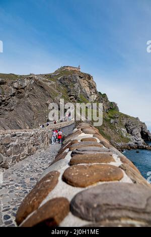 Doniene Gaztelugatxeko ermitage sur l'île de Gaztelugatxe, Espagne Banque D'Images