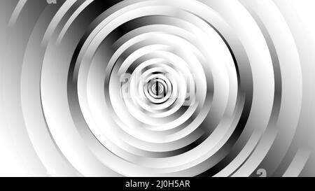 Formes géométriques de cercles noir et blanc avec mouvement de rotation, générées par ordinateur. rendu tridimensionnel de l'arrière-plan vortex abstrait Banque D'Images