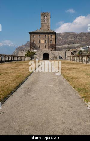 Mars 2022 - le château royal de Sarre, Vallée d'Aoste, Italie: ,Le château royal appartenait au roi Vittorio Emanuele II,T Banque D'Images