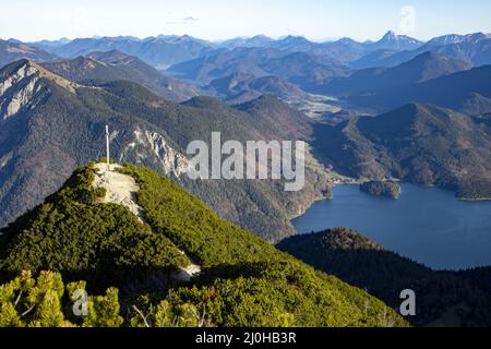 Vue depuis Herzogstand en automne Banque D'Images