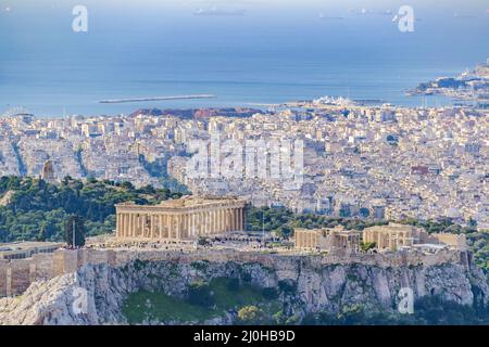 Vue aérienne du paysage urbain, Athènes, Grèce Banque D'Images