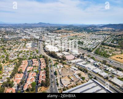 Vue aérienne du quartier de San Marcos avec maisons et rue Banque D'Images