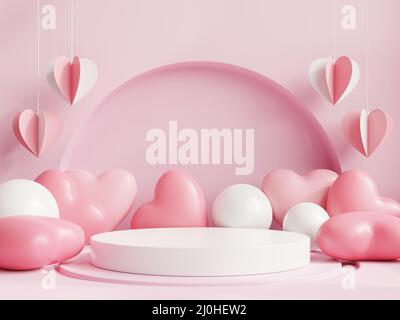 Podium de la Saint-Valentin pour la présentation du produit.3D rendu Banque D'Images