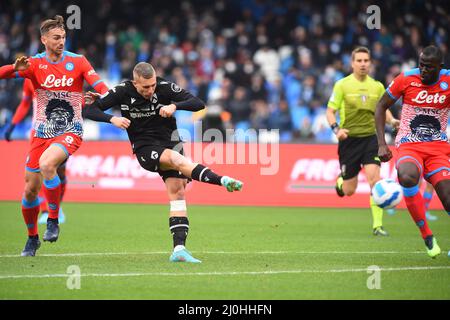 Naples, Italie. 19th mars 2022. Gerard Deulofeu ( Udinese Calcio ) marque le net de crédit: Agence de photo indépendante/Alamy Live News Banque D'Images