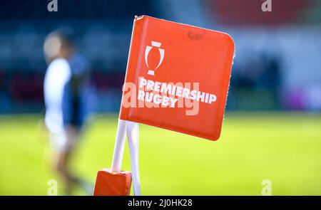 Londres, Royaume-Uni. 19th mars 2022. Les pierres sont prêtes pour le match de la coupe de rugby de Premiership entre Saracens et Northampton Saints au stade StoneX, Londres, Angleterre, le 19 mars 2022. Photo de Phil Hutchinson. Utilisation éditoriale uniquement, licence requise pour une utilisation commerciale. Aucune utilisation dans les Paris, les jeux ou les publications d'un seul club/ligue/joueur. Crédit : UK Sports pics Ltd/Alay Live News Banque D'Images