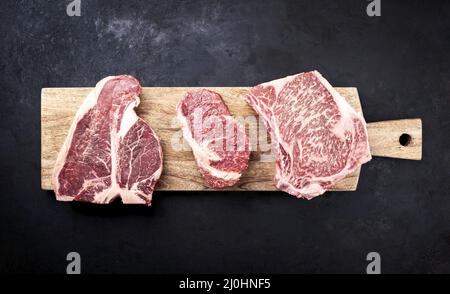 Steak de bœuf de portreuse de Wagyu vieilli et sec Banque D'Images