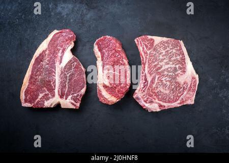 Steak de bœuf de portreuse de Wagyu vieilli et sec Banque D'Images