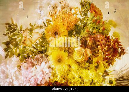 ART FLORAL : bouquet de fleurs d'automne (HDR-image) Banque D'Images