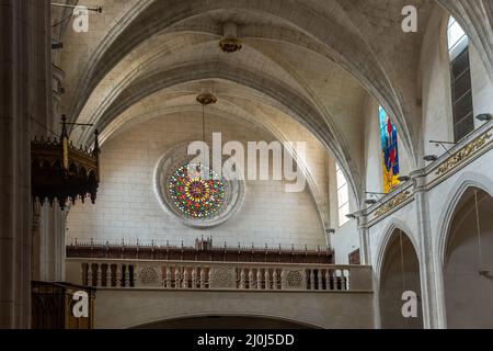 Felanitx, Espagne; mars 11 2022 : intérieur de l'église paroissiale de Sant Miquel, dans la ville majorquine de Felanitx, Espagne Banque D'Images