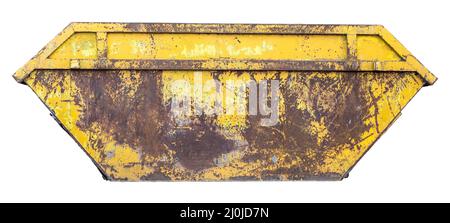 Un ancien saut (Dumpster) abîmé pour les déchets industriels sur Un chantier de construction Banque D'Images