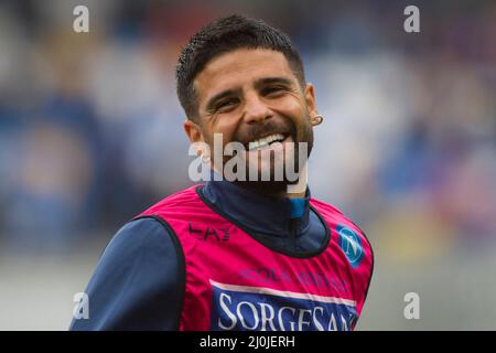 Naples, Italie. 19th mars 2022. Lorenzo Insigne joueur de Napoli, pendant le match de la série italienne A seriea entre Napoli vs Udinese résultat final, Napli 2, Udinese 1, match joué au stade Diego Armando Maradona. Naples, Italie, 19 mars 2022. (Photo par Vincenzo Izzo/Sipa USA) crédit: SIPA USA/Alay Live News Banque D'Images