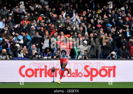 Naples, Italie. 19th mars 2022. Victor Osimhen joueur de Napoli, pendant le match de la Serie italienne A seriea entre Napoli vs Udinese résultat final, Napli 2, Udinese 1, match joué au stade Diego Armando Maradona. Naples, Italie, 19 mars 2022. (Photo par Vincenzo Izzo/Sipa USA) crédit: SIPA USA/Alay Live News Banque D'Images