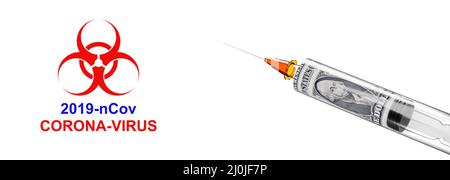 Coûts de développement et de création de la vaccination contre le coronavirus. 3D rendu Banque D'Images