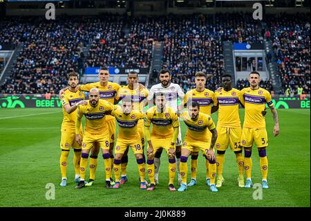 Milan, Italie - 19 mars 2022: L'équipe Fiorentina pendant la série italienne Un match de championnat de football FC Internazionale vs ACF Fiorentina au stade San Siro Banque D'Images