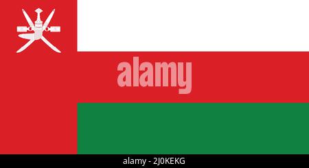 Le drapeau officiel d'Oman comme vecteur. Illustration de Vecteur