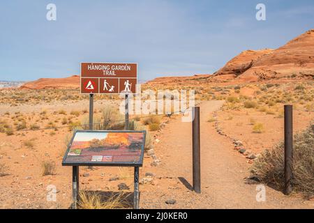 Un tableau de description pour le sentier à Glen Canyon NR, Arizona Banque D'Images