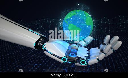 Réseaux mondiaux de la main robot Banque D'Images