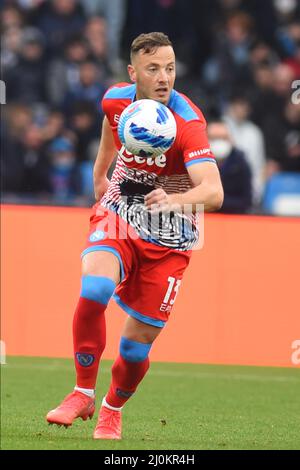 Naples, Italie. 19th mars 2022. Amir Rrahmani ( SSC Napoli ) en action pendant la série Un match de 2021/22 entre SSC. Napoli et Udinese Calcio au stade Diego Armando Maradona (photo par Agostino Gemito/Pacific Press) Credit: Pacific Press Media production Corp./Alay Live News Banque D'Images