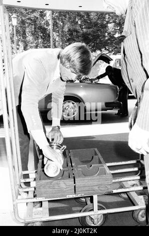 Bill Rogers, 29 ans, du Texas, vainqueur du championnat de golf Open 1981 à Sandwich, Kent, photo le lendemain, lundi 20th juillet 1981. Banque D'Images