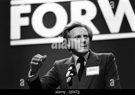 Michael Heseltine, secrétaire d'État à l'Environnement, s'exprimant lors de la conférence du parti conservateur du 8th octobre 1980. Banque D'Images