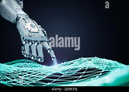 Automatisation de l'analyse des données avec rendu 3D ai robot avec visualisation numérique pour le scientifique Big Data Banque D'Images