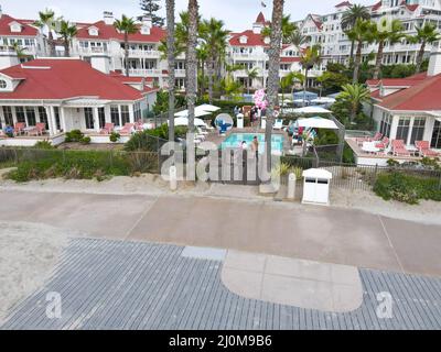 Vue aérienne de l'hôtel Del Coronado, San Diego, Californie, États-Unis Banque D'Images