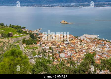 Vue aérienne de Nafplion, Grèce Banque D'Images