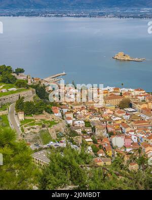 Vue aérienne de Nafplion, Grèce Banque D'Images