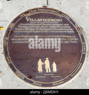LOS ANGELES, CALIFORNIE, États-Unis - AOÛT 10 : plaque de rue commémorant les fondateurs de Los Angeles, Californie, États-Unis le 10 août Banque D'Images