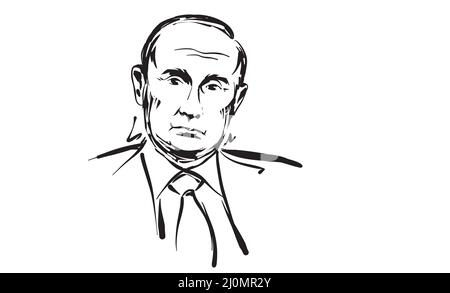 Dessin vectoriel de Vladimir Poutine le Président de la Fédération de Russie Illustration de Vecteur