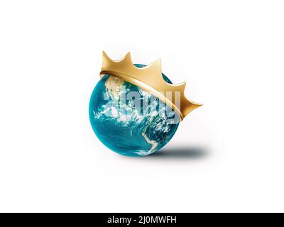 World Globe avec Golden Crown Banque D'Images