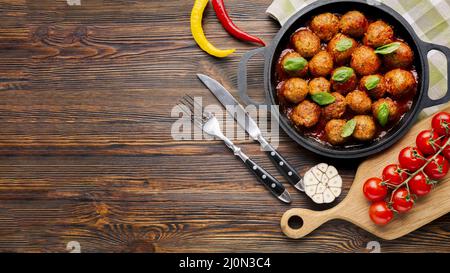 Composition de la nourriture italienne à plat avec copyspace Banque D'Images